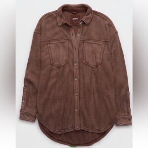Aerie anytime fave waffle shirt small oversized lumberjane